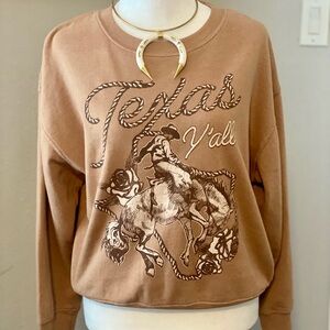 Texas Y'all Brown Graphic Sweatshirt - Women